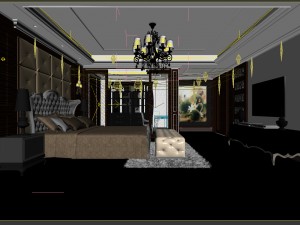 luxury stylish interior master bedroom - 71 3D 모델