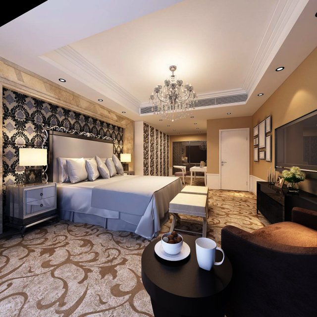 luxury stylish interior master bedroom - 72 3Dモデル .c4d .max .obj .3ds .fbx .stl .blend 