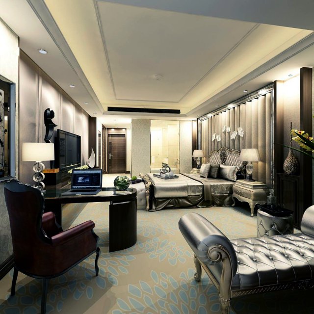 luxury stylish interior master bedroom - 74 Modelo 3D .c4d .max .obj .3ds .fbx .stl .blend 