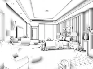 luxury stylish interior master bedroom - 74 3D Model