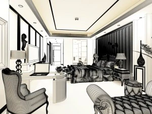 luxury stylish interior master bedroom - 74 3D Model