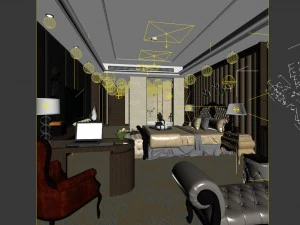 luxury stylish interior master bedroom - 74 3D Model