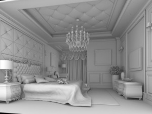 luxury stylish interior master bedroom - 76 3D Model
