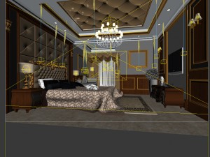 luxury stylish interior master bedroom - 76 3D Model
