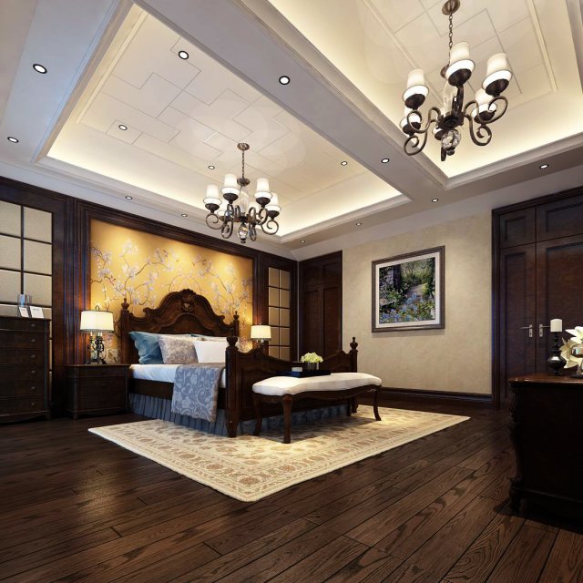 luxury stylish interior master bedroom - 77 Modelo 3D .c4d .max .obj .3ds .fbx .stl .blend 