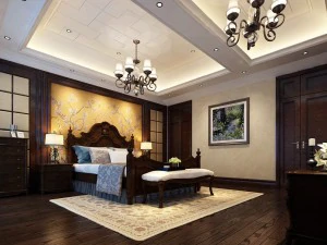 豪華でスタイリッシュなインテリアのマスターベッドルーム - 77 3Dモデル