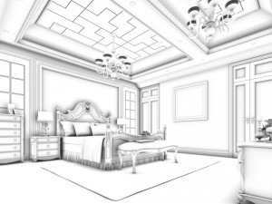 luxury stylish interior master bedroom - 77 Modelo 3D