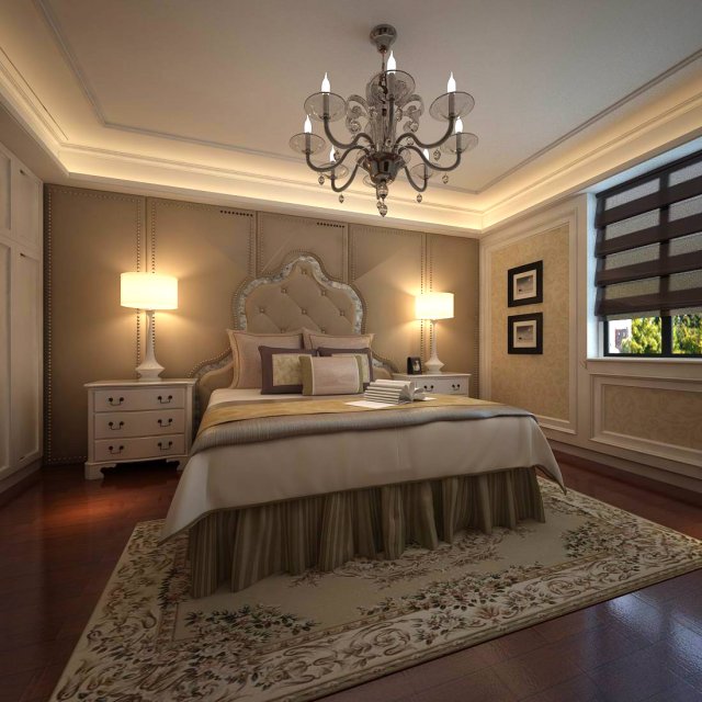 luxury stylish interior master bedroom - 78 3D Model .c4d .max .obj .3ds .fbx .stl .blend 