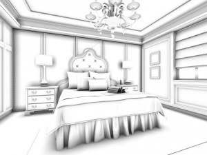 luxury stylish interior master bedroom - 78 3D Model