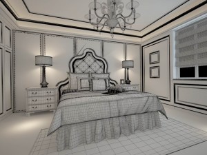 luxury stylish interior master bedroom - 78 3D Model