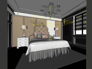 luxury stylish interior master bedroom - 78 3D Model