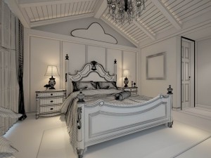 luxury stylish interior master bedroom - 79 3D Model