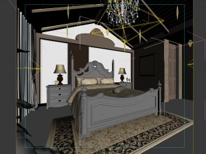 luxury stylish interior master bedroom - 79 3D Model