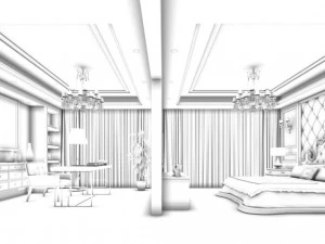 luxury stylish interior master bedroom - 81 3D Model