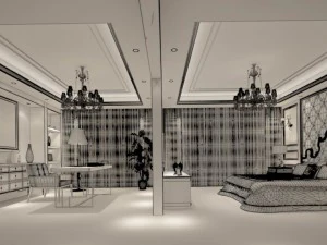 luxury stylish interior master bedroom - 81 3D Model