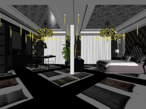luxury stylish interior master bedroom - 81 3D Model