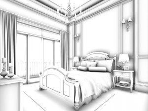 luxury stylish interior master bedroom - 82 3D 模型