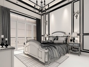 luxury stylish interior master bedroom - 82 3D 模型