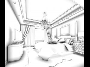 luxury stylish interior master bedroom - 83 3Dモデル