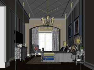 luxury stylish interior master bedroom - 84 3D मॉडल