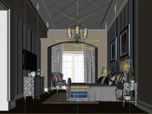 luxury stylish interior master bedroom - 84 3D Model