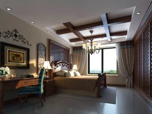 豪華でスタイリッシュなインテリアのマスターベッドルーム - 87 3Dモデル