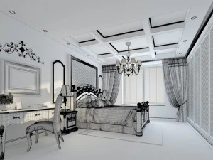 luxury stylish interior master bedroom - 87 3D Model