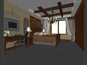 luxury stylish interior master bedroom - 87 3D Model