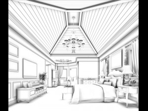luxury stylish interior master bedroom - 88 3D-Modell