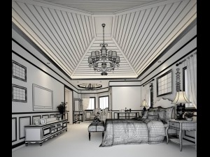 luxury stylish interior master bedroom - 88 3D-Modell