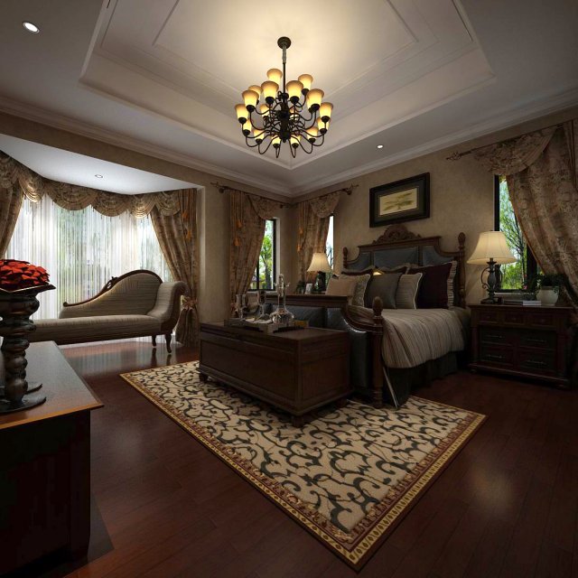 luxury stylish interior master bedroom - 89 3D Модель .c4d .max .obj .3ds .fbx .stl .blend