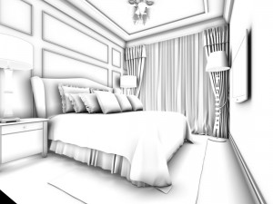 luxury stylish interior master bedroom - 90 3D Model