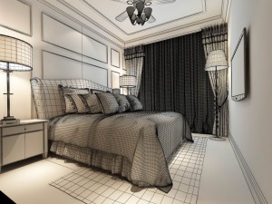 luxury stylish interior master bedroom - 90 3D Model