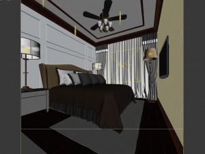 luxury stylish interior master bedroom - 90 3D Model