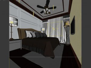 luxury stylish interior master bedroom - 90 3D Model