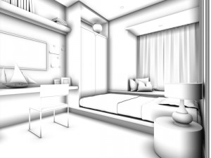 luxury stylish interior master bedroom - 92 3D Model