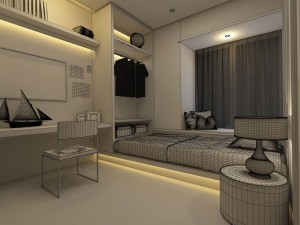 luxury stylish interior master bedroom - 92 3D Model