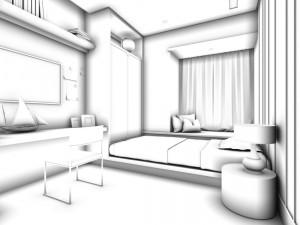 luxury stylish interior master bedroom - 92 3D Model