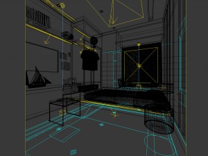 luxury stylish interior master bedroom - 92 3D Model