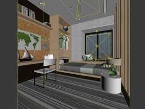 luxury stylish interior master bedroom - 92 3D Model