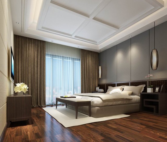 luxury stylish interior master bedroom - 93 3D 모델 .c4d .max .obj .3ds .fbx .stl .blend 