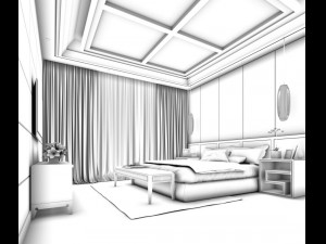 luxury stylish interior master bedroom - 93 3D 모델