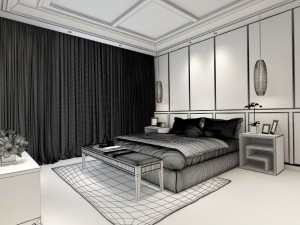 luxury stylish interior master bedroom - 93 3D 모델