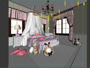 luxury stylish interior master bedroom - 95 3D Model