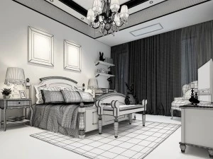 luxury stylish interior master bedroom - 96 3D Model