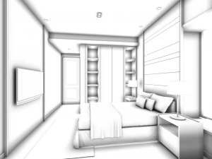 luxury stylish interior master bedroom - 97 3D Model