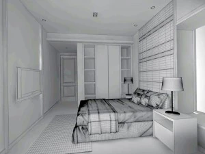 luxury stylish interior master bedroom - 97 3D Model