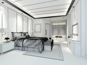 luxury stylish interior master bedroom - 98 3D Model