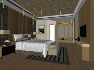 luxury stylish interior master bedroom - 98 3D Model