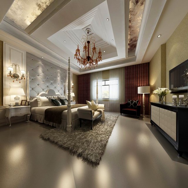 stylish european bedroom 01 3Dモデル .c4d .max .obj .3ds .fbx .stl .blend 